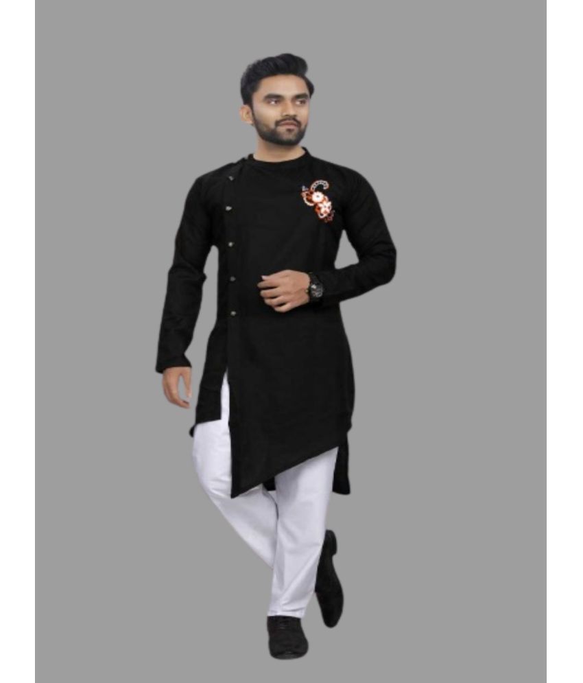     			KC Kunj Creation - Black Cotton Blend Slim Fit Men's Kurta Pyjama Set ( Pack of 1 )