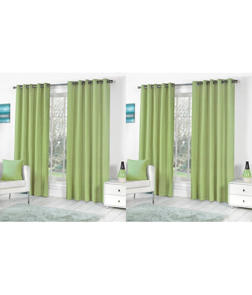    			N2C Home Solid Semi-Transparent Eyelet Curtain 5 ft ( Pack of 4 ) - Green