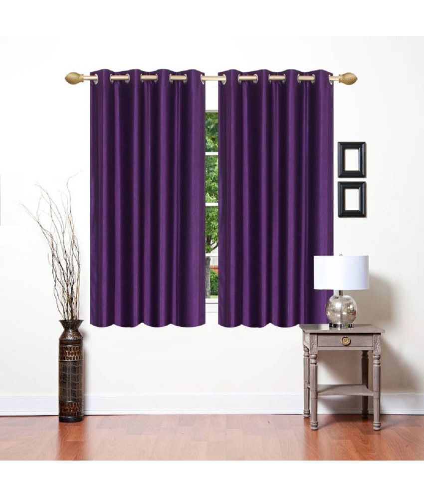     			N2C Home Solid Semi-Transparent Eyelet Curtain 5 ft ( Pack of 2 ) - Purple