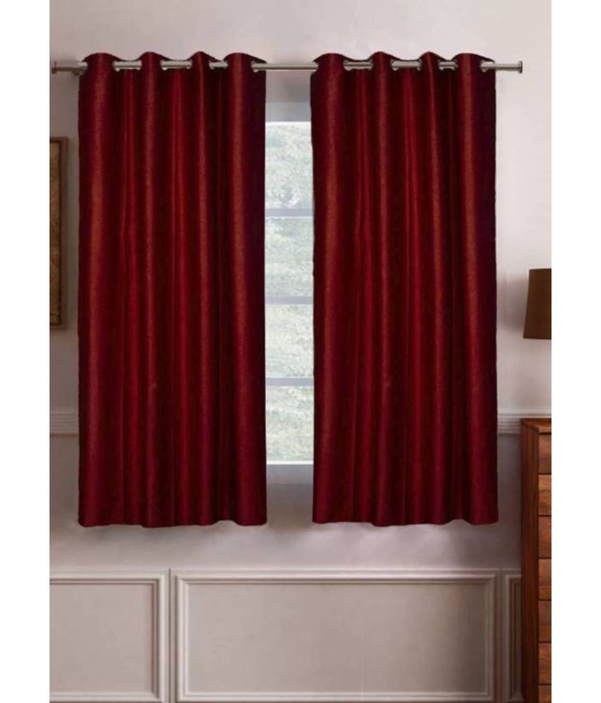     			N2C Home Solid Semi-Transparent Eyelet Curtain 5 ft ( Pack of 2 ) - Maroon