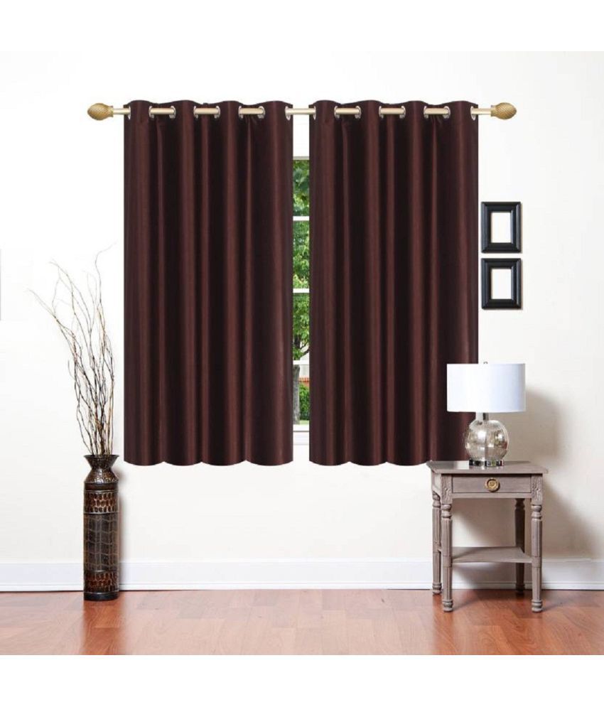     			N2C Home Solid Semi-Transparent Eyelet Curtain 5 ft ( Pack of 2 ) - Brown