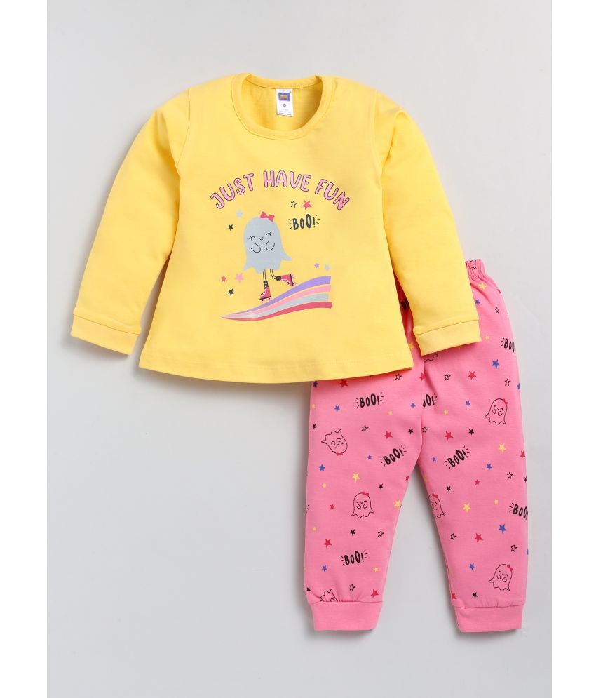     			Nottie planet - Yellow Cotton Girls Top With Pants ( Pack of 1 )