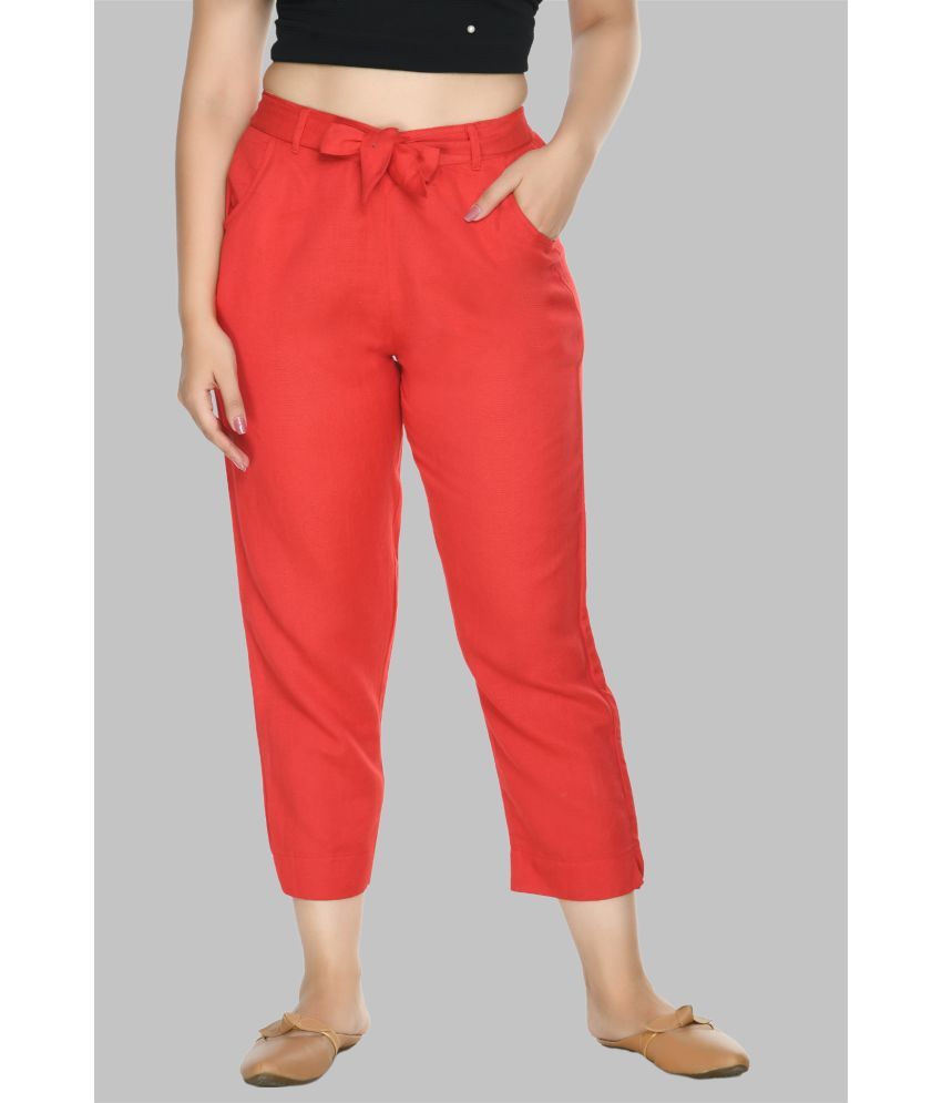     			PREEGO - Red Rayon Regular Women's Casual Pants ( Pack of 1 )