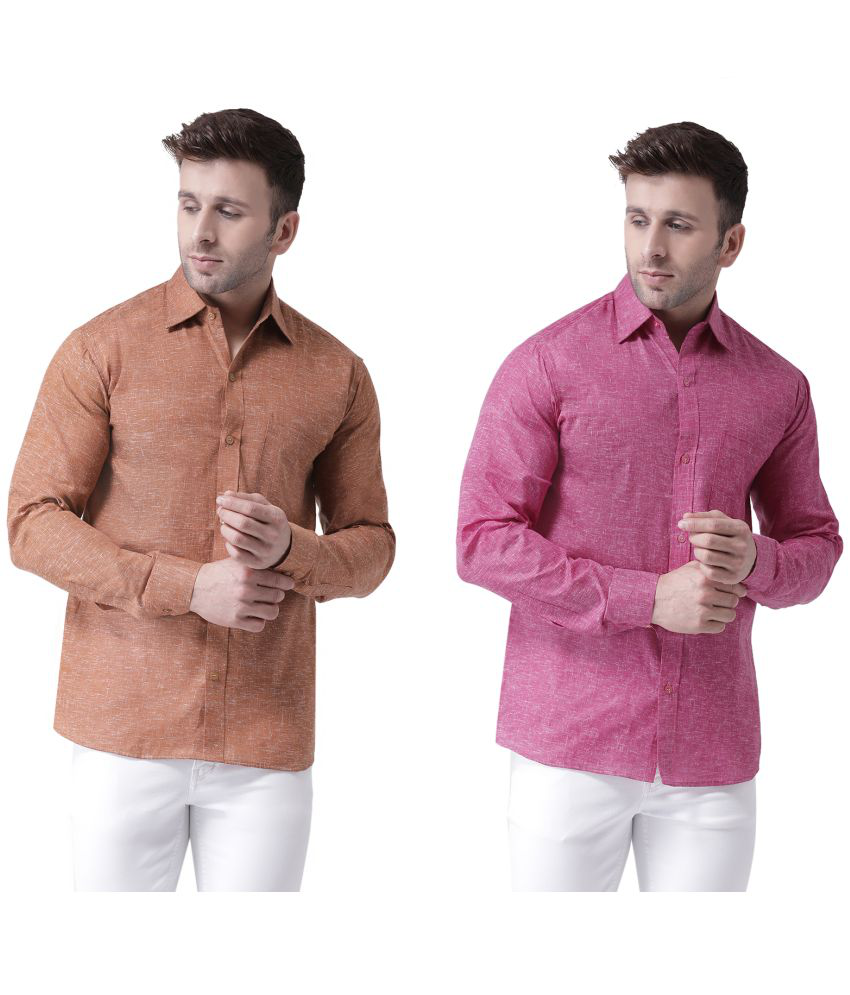     			RIAG Cotton Blend Regular Fit Solids Full Sleeves Men's Casual Shirt - Brown ( Pack of 2 )