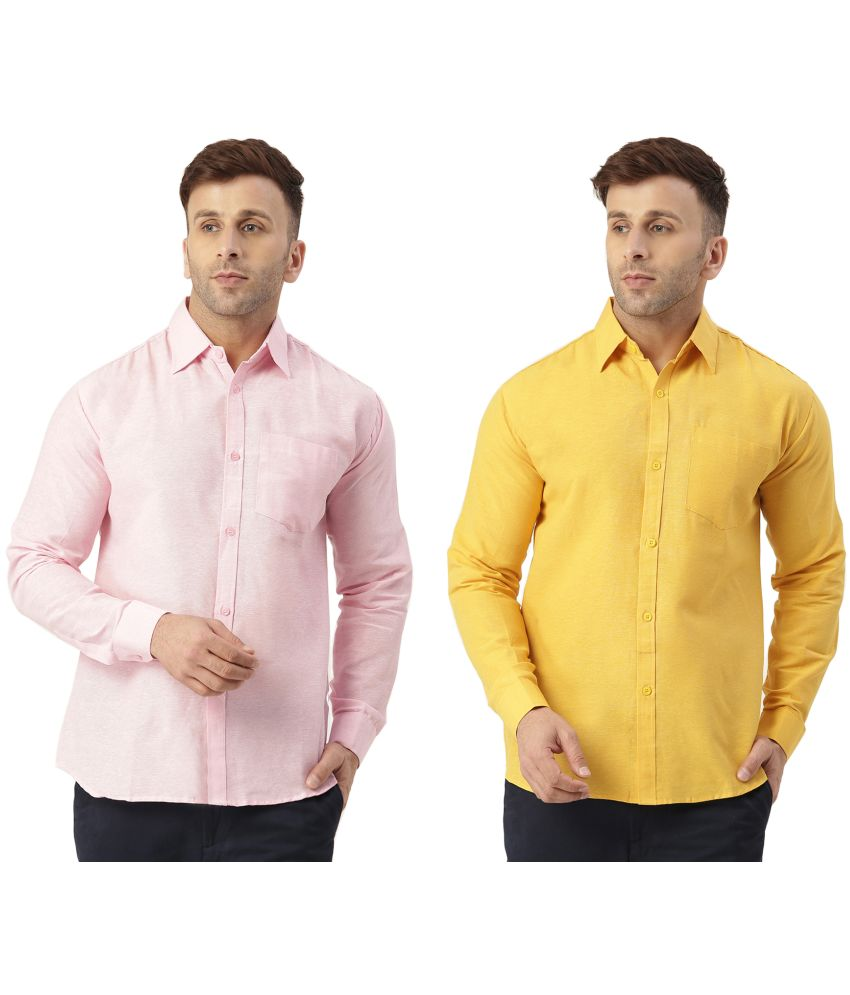     			RIAG Cotton Blend Regular Fit Full Sleeves Men's Formal Shirt - Mustard ( Pack of 2 )