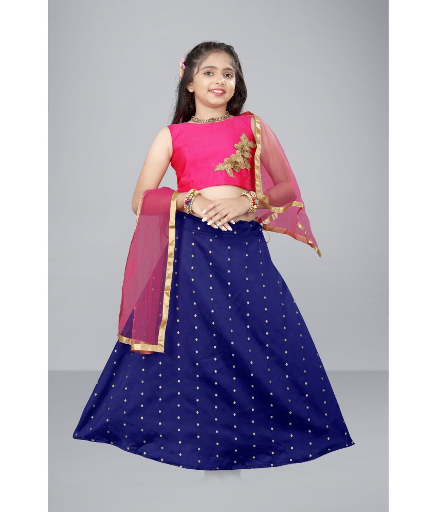     			Aarya Designer - Blue Satin Girls Lehenga Choli Set ( Pack of 1 )