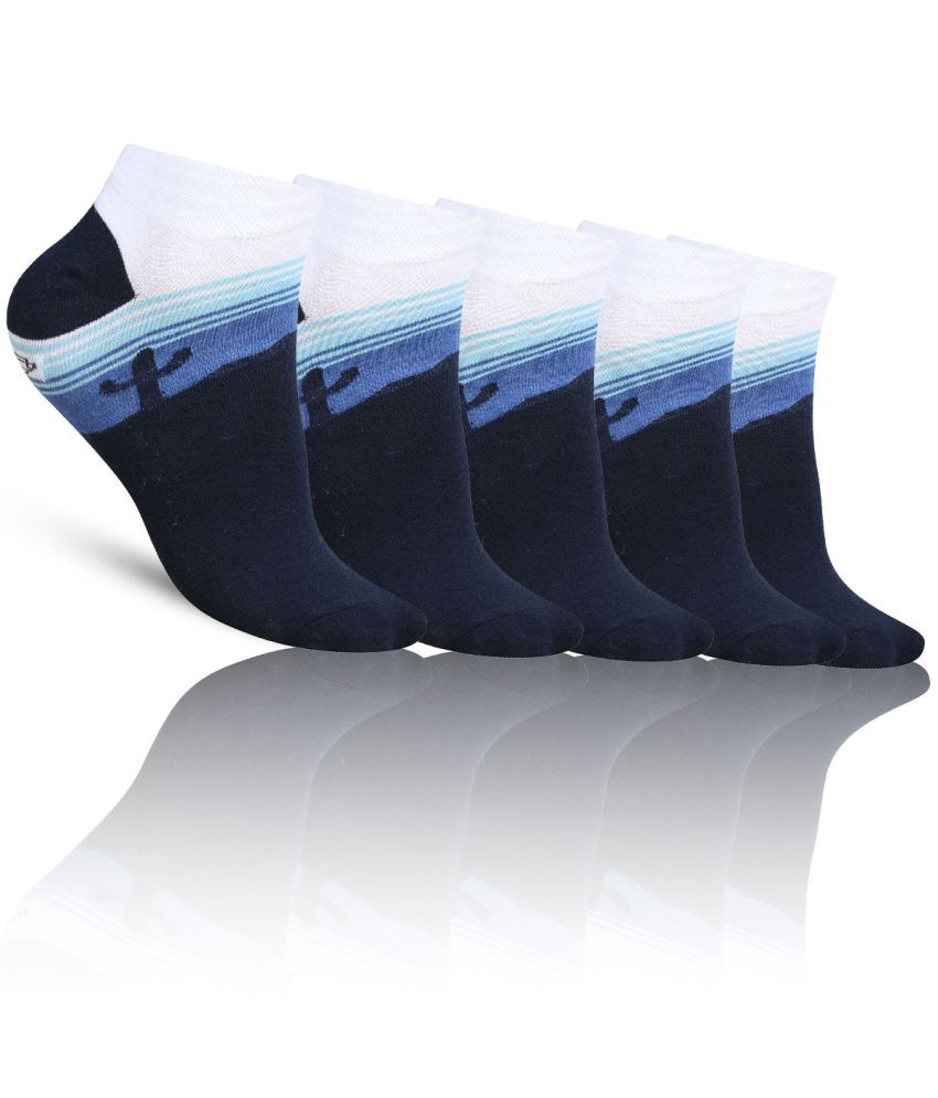     			Dollar - Cotton Men's Printed Blue Low Ankle Socks ( Pack of 3 )