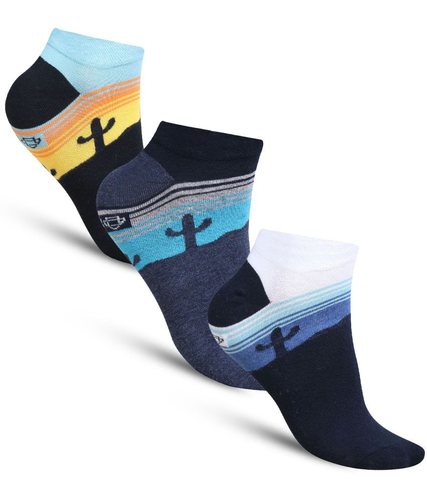     			Dollar - Cotton Men's Printed Multicolor Low Ankle Socks ( Pack of 3 )