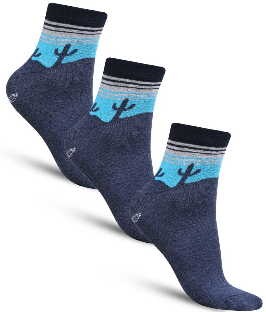     			Dollar - Cotton Men's Printed Blue Low Ankle Socks ( Pack of 3 )