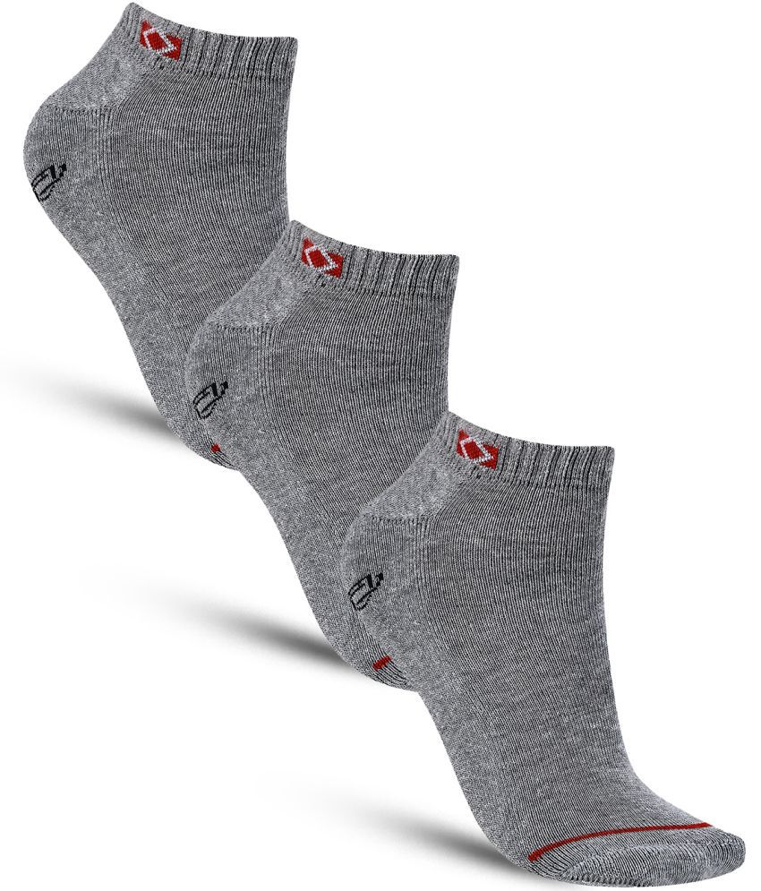     			Dollar - Cotton Men's Self Design Grey Melange Ankle Length Socks ( Pack of 3 )