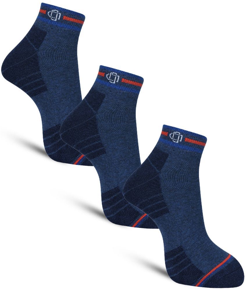     			Dollar - Cotton Men's Self Design Blue Ankle Length Socks ( Pack of 3 )