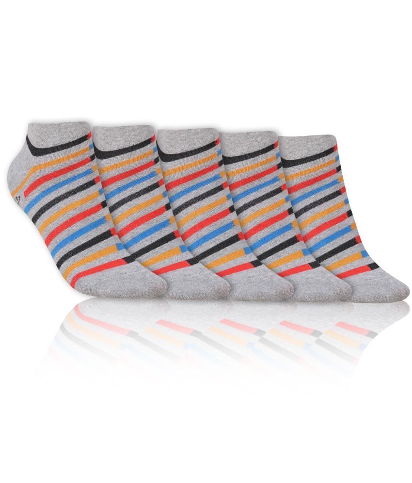     			Dollar - Cotton Men's Striped Light Grey Low Ankle Socks ( Pack of 5 )