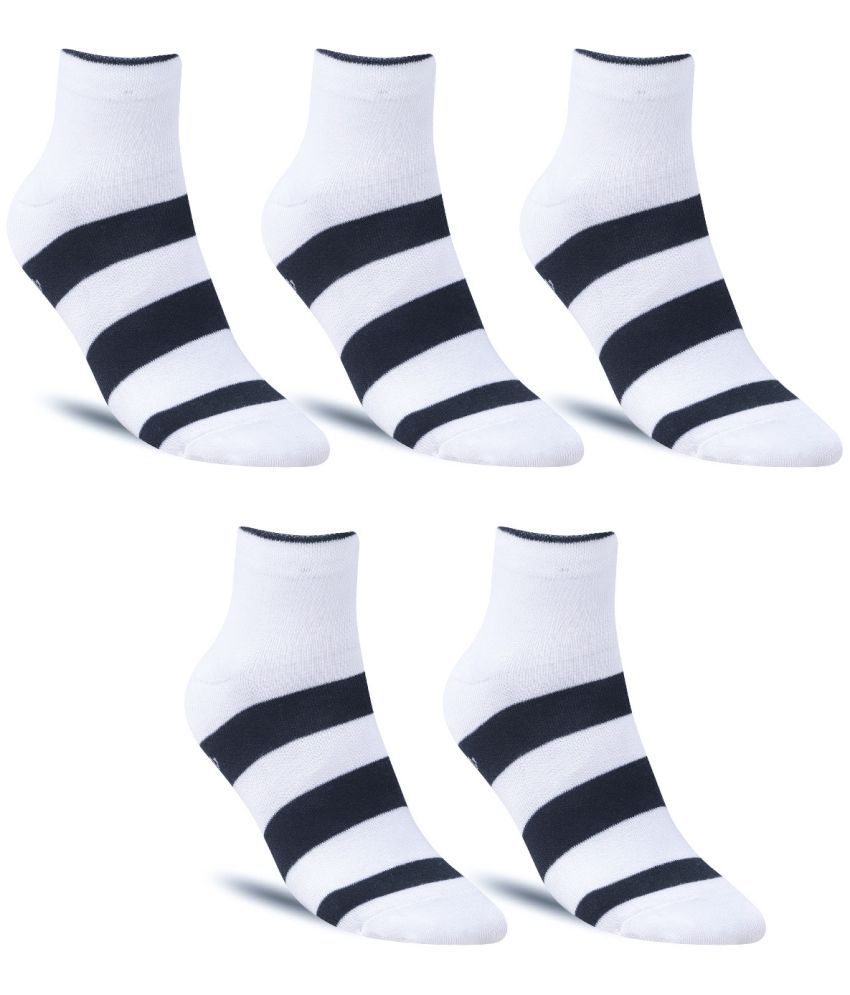     			Dollar - Cotton Men's Striped White Ankle Length Socks ( Pack of 5 )