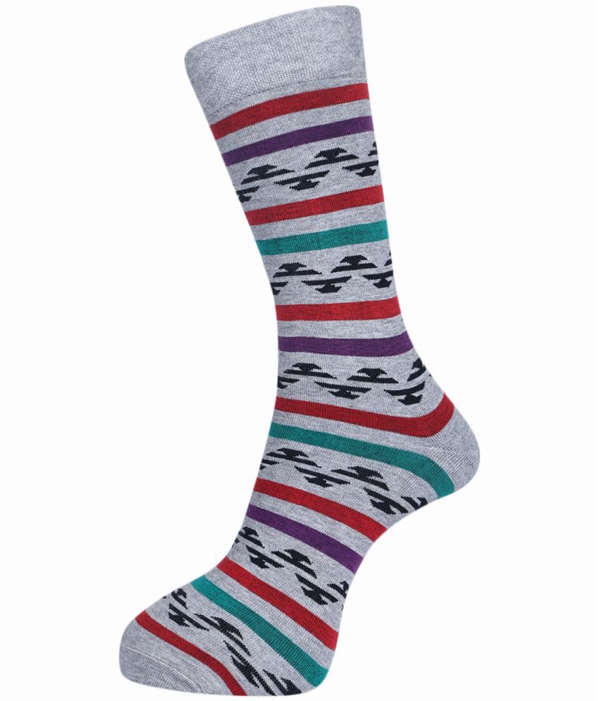     			Dollar - Cotton Men's Striped Light Grey Full Length Socks ( Pack of 5 )