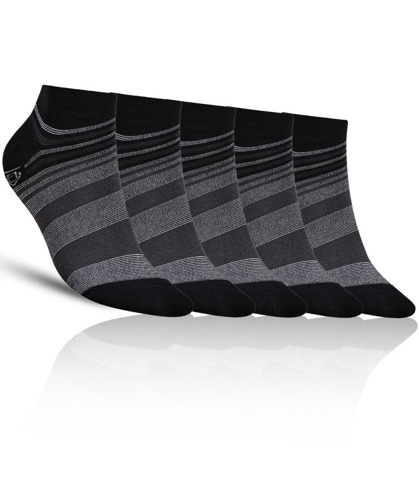     			Dollar - Cotton Men's Striped Black Ankle Length Socks ( Pack of 5 )