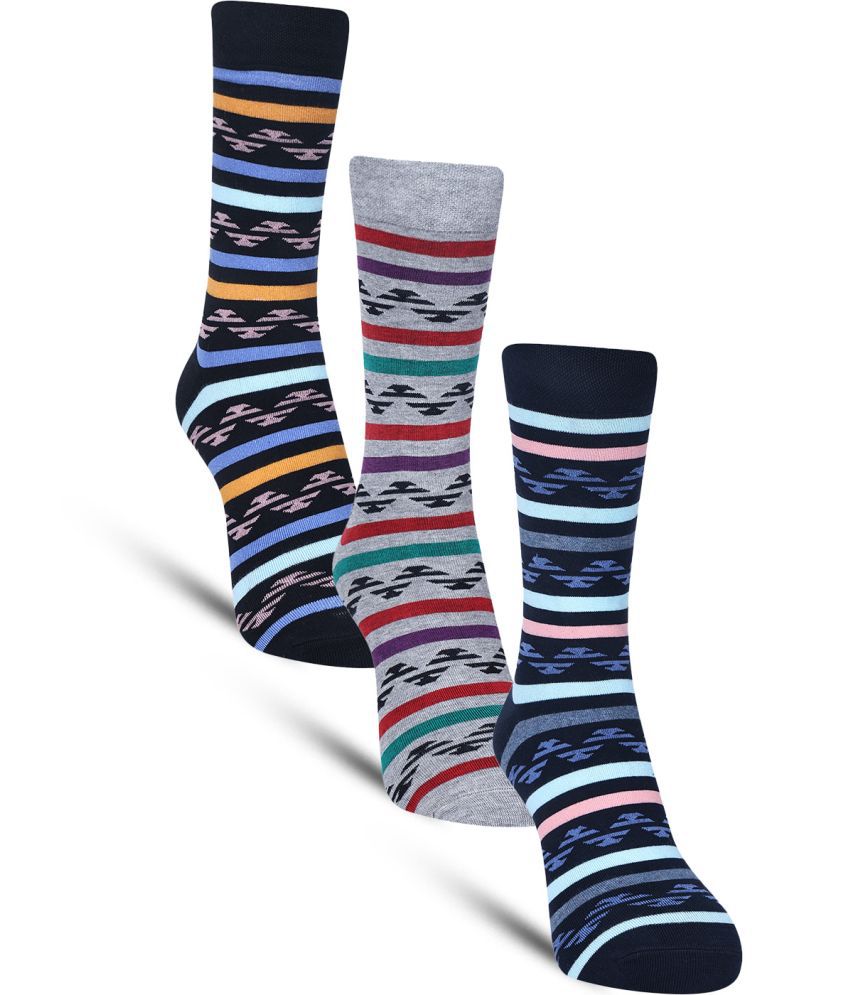     			Dollar - Cotton Men's Striped Multicolor Full Length Socks ( Pack of 3 )