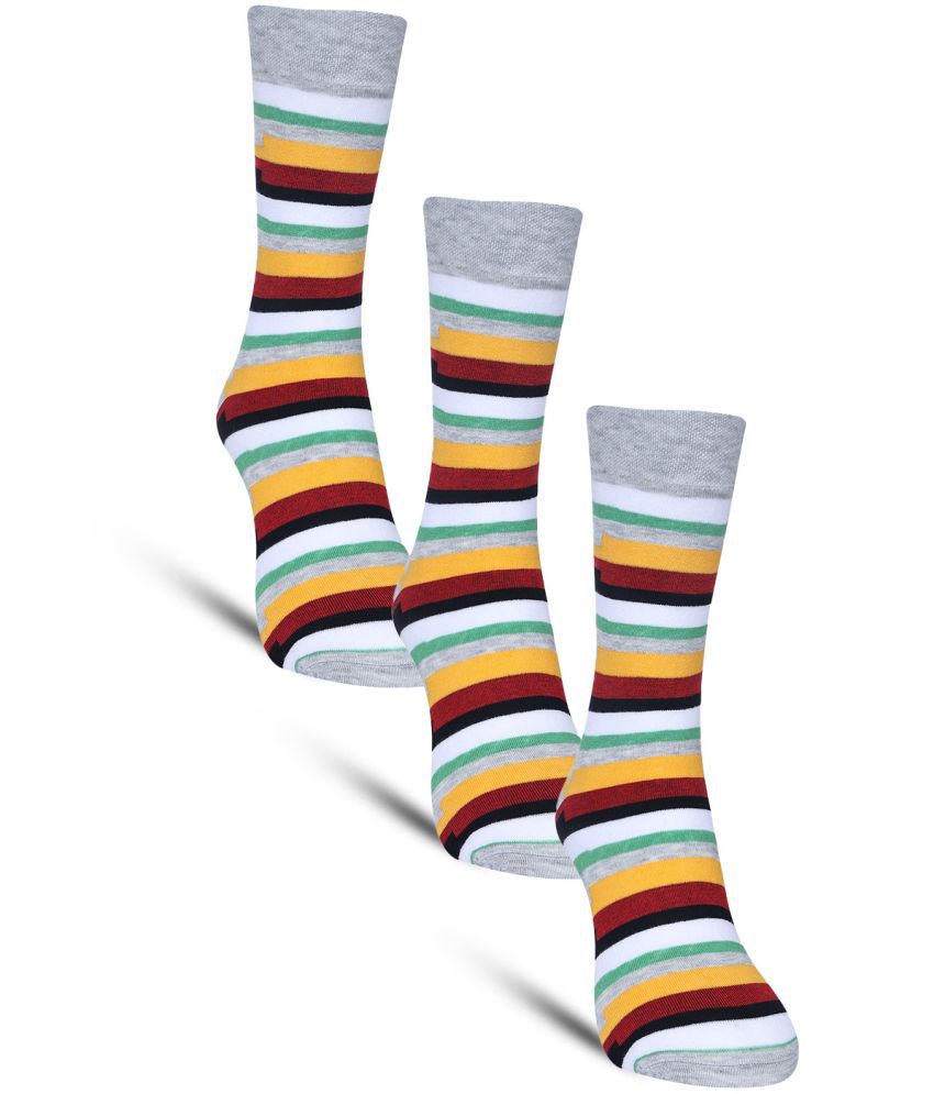     			Dollar - Cotton Men's Striped Light Grey Full Length Socks ( Pack of 3 )