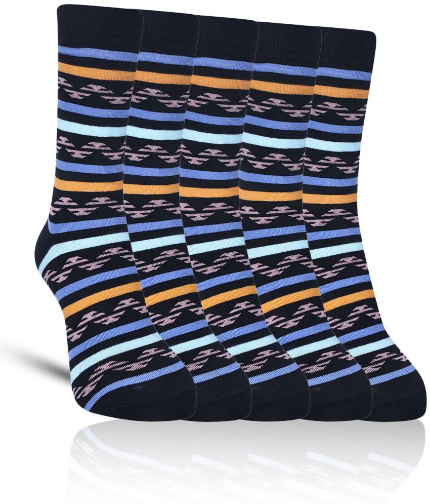     			Dollar - Cotton Men's Striped Black Full Length Socks ( Pack of 5 )