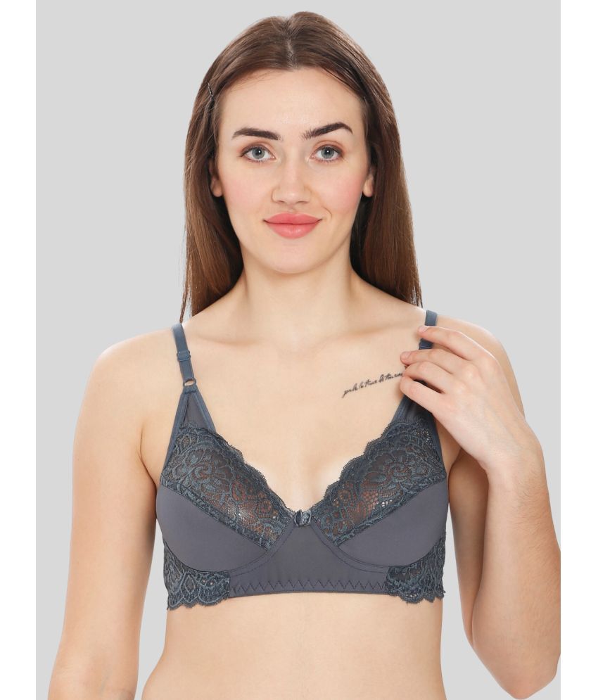     			ILRASO Lace Non Padded Women's T-Shirt Bra ( Dark Grey )