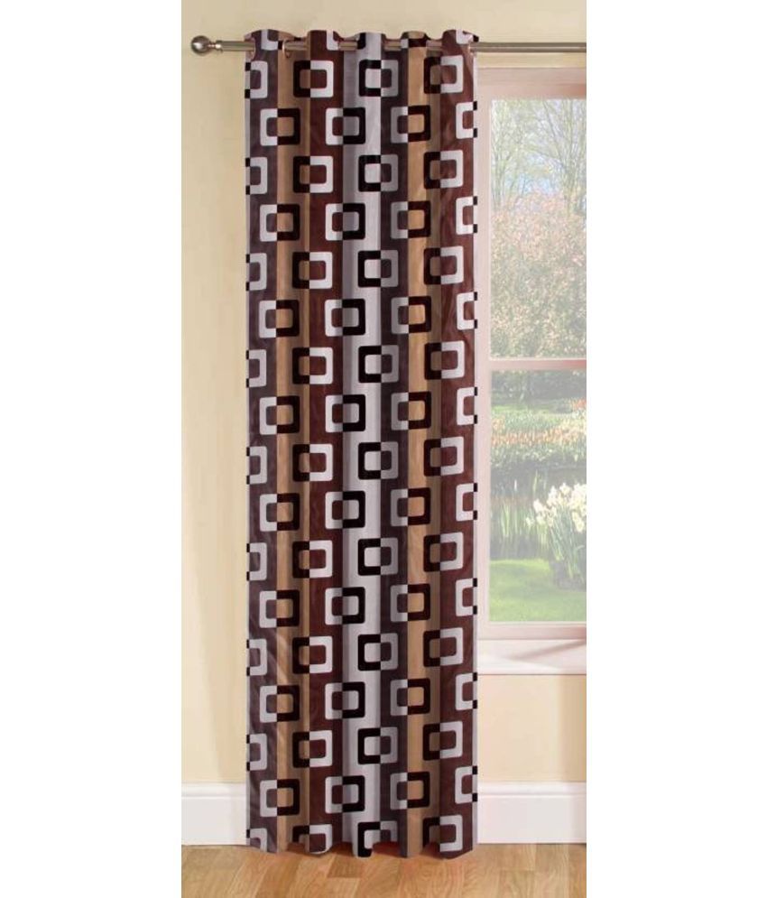     			N2C Home Floral Semi-Transparent Eyelet Curtain 5 ft ( Pack of 1 ) - Brown
