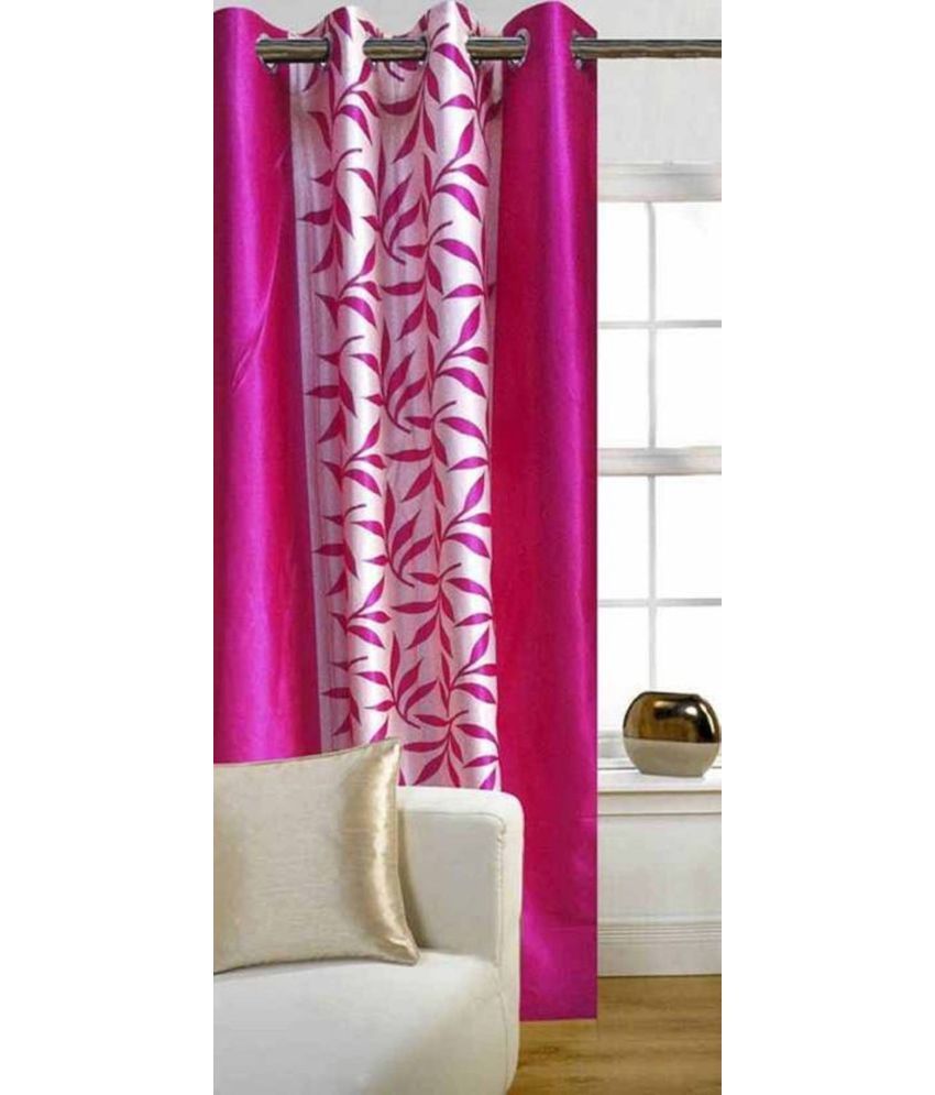     			N2C Home Floral Semi-Transparent Eyelet Curtain 7 ft ( Pack of 1 ) - Pink