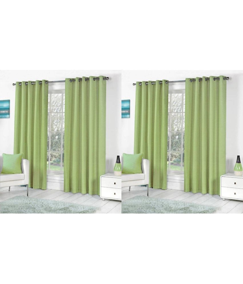     			N2C Home Solid Semi-Transparent Eyelet Curtain 7 ft ( Pack of 4 ) - Green