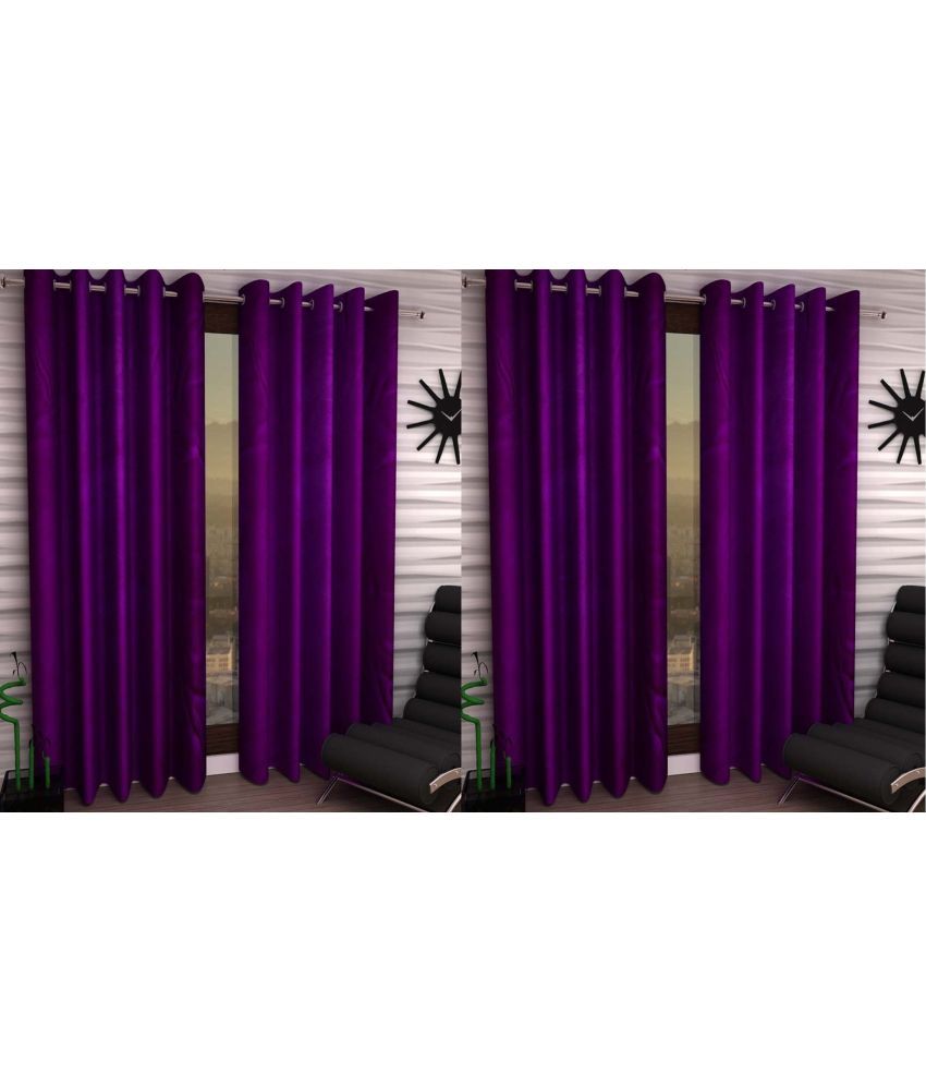     			N2C Home Solid Semi-Transparent Eyelet Curtain 5 ft ( Pack of 4 ) - Purple