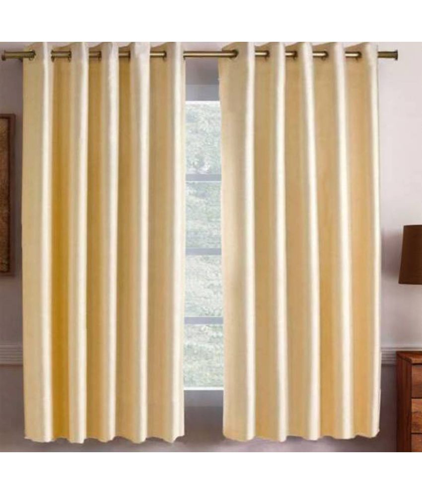     			N2C Home Solid Semi-Transparent Eyelet Curtain 5 ft ( Pack of 2 ) - Cream