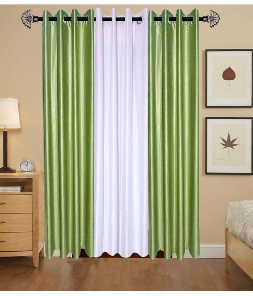     			N2C Home Solid Semi-Transparent Eyelet Curtain 9 ft ( Pack of 3 ) - Multicolor