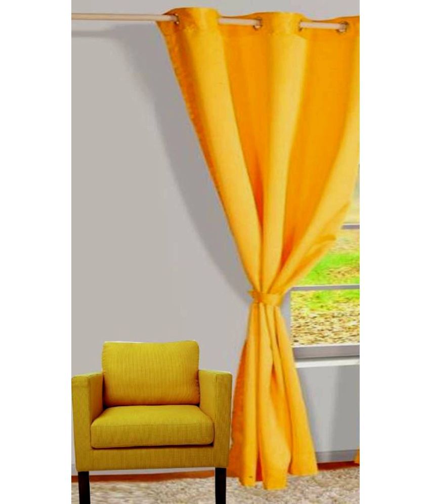     			N2C Home Solid Semi-Transparent Eyelet Curtain 9 ft ( Pack of 1 ) - Yellow