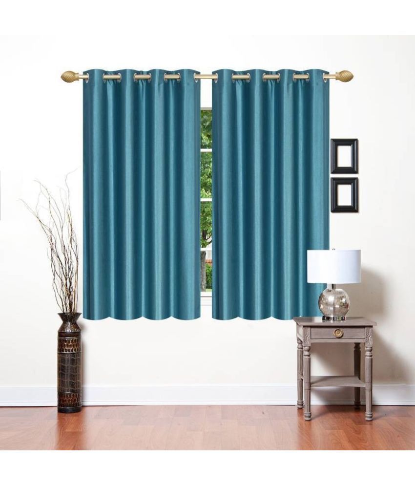     			N2C Home Solid Semi-Transparent Eyelet Curtain 5 ft ( Pack of 2 ) - Teal