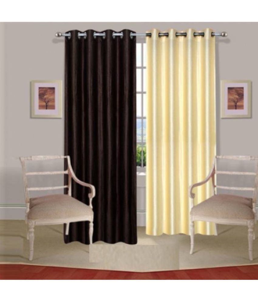     			N2C Home Solid Semi-Transparent Eyelet Curtain 7 ft ( Pack of 2 ) - Multicolor