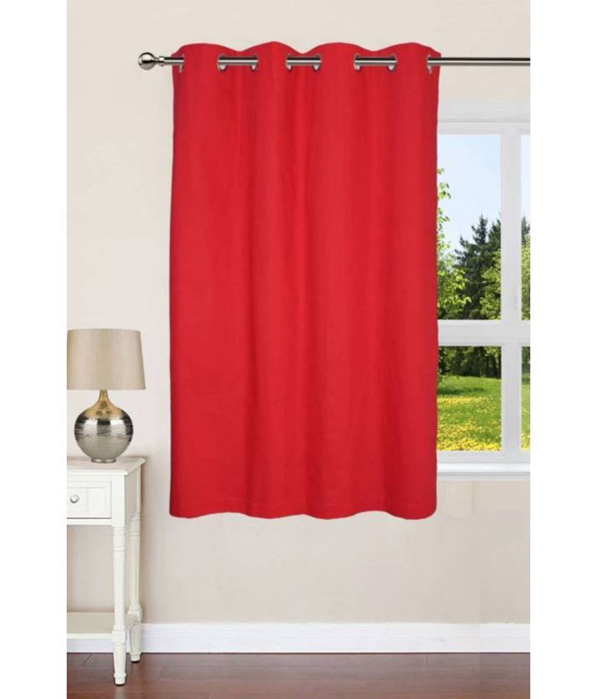     			N2C Home Solid Semi-Transparent Eyelet Curtain 5 ft ( Pack of 1 ) - Red