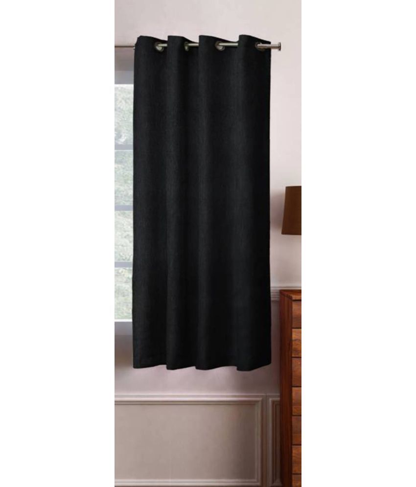     			N2C Home Solid Semi-Transparent Eyelet Curtain 5 ft ( Pack of 1 ) - Black