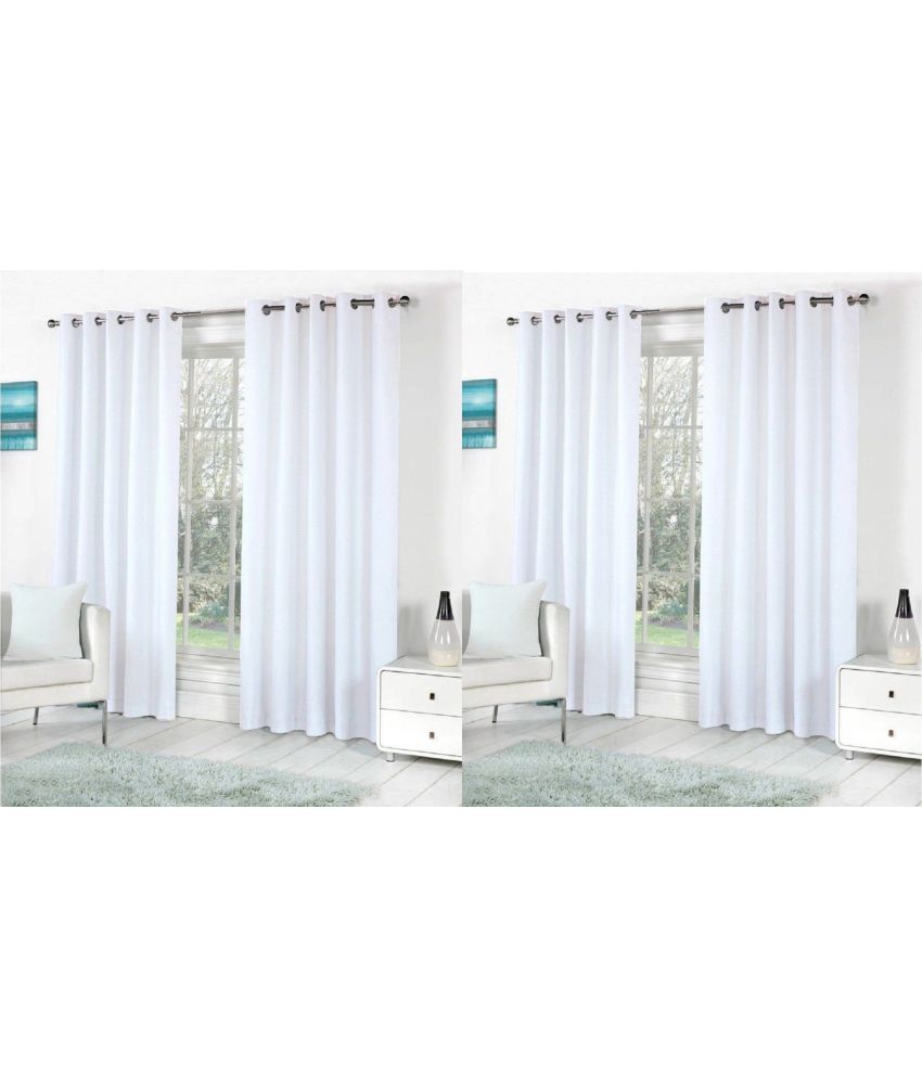     			N2C Home Solid Semi-Transparent Eyelet Curtain 5 ft ( Pack of 4 ) - White