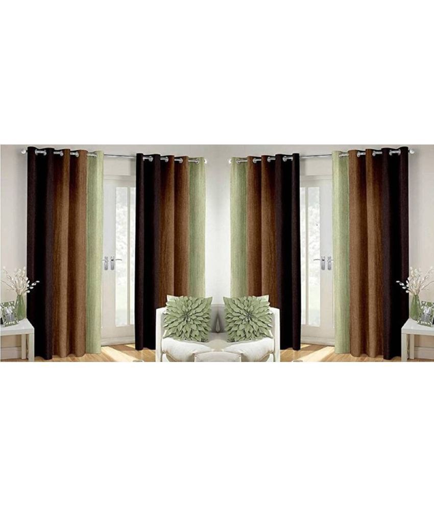     			N2C Home Solid Semi-Transparent Eyelet Curtain 5 ft ( Pack of 4 ) - Brown