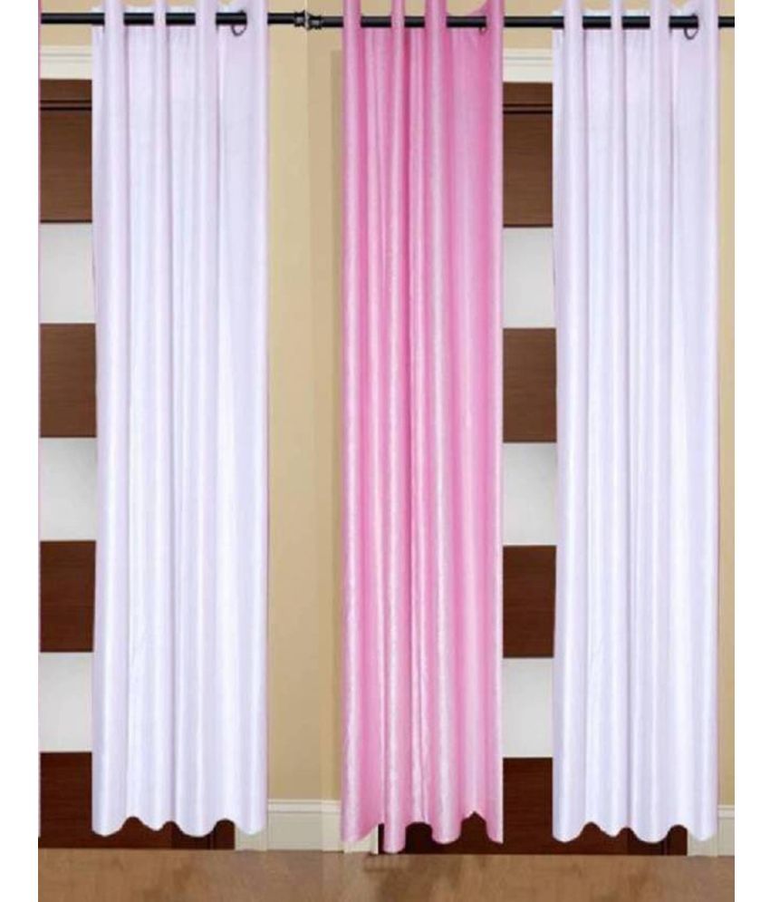     			N2C Home Solid Semi-Transparent Eyelet Curtain 9 ft ( Pack of 3 ) - Multicolor