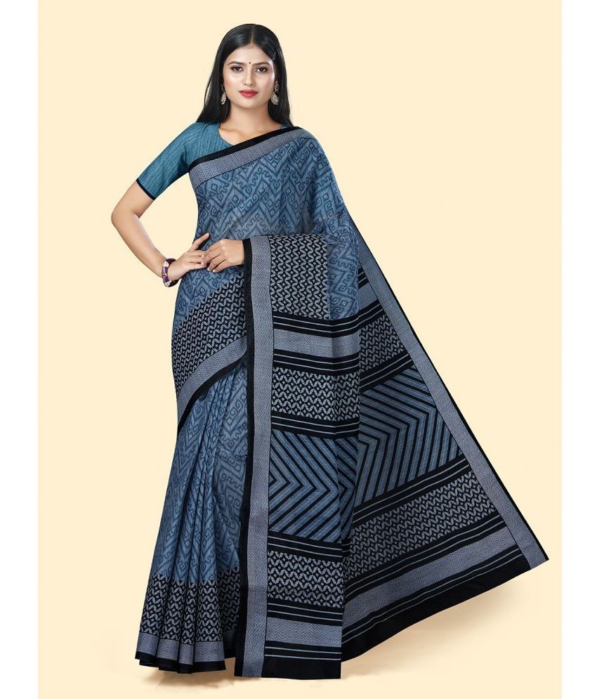     			SHANVIKA Cotton Printed Saree With Blouse Piece - Blue ( Pack of 1 )