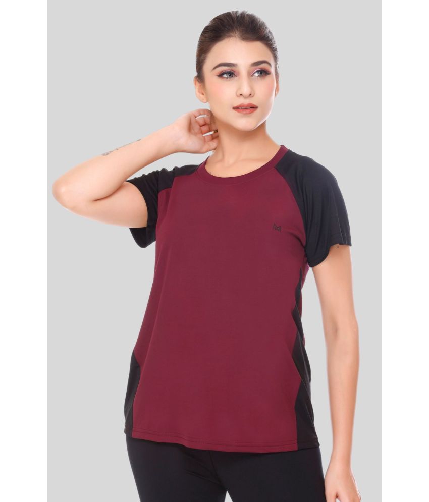     			White Moon Maroon Polyester Lycra Tees - Single