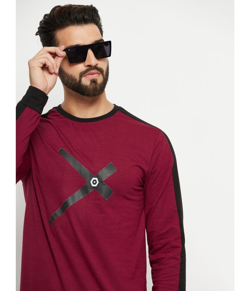     			ZEBULUN Cotton Blend Regular Fit Printed Full Sleeves Men's T-Shirt - Maroon ( Pack of 1 )