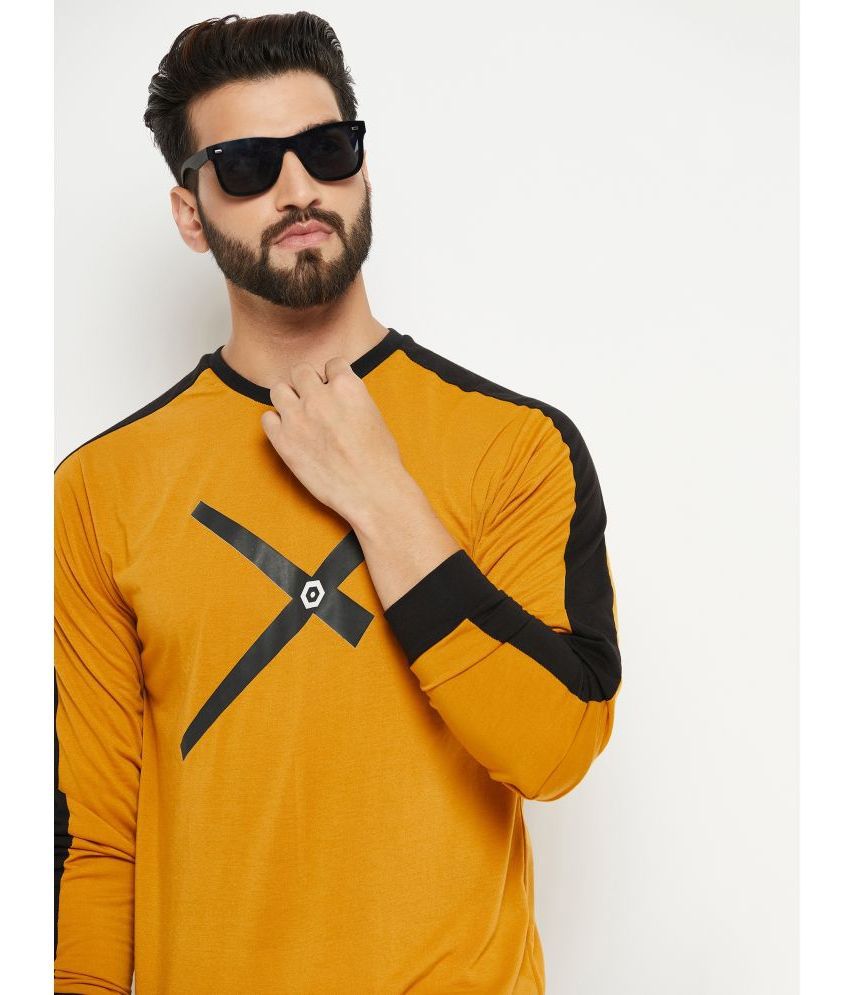     			ZEBULUN Cotton Blend Regular Fit Printed Full Sleeves Men's T-Shirt - Yellow ( Pack of 1 )
