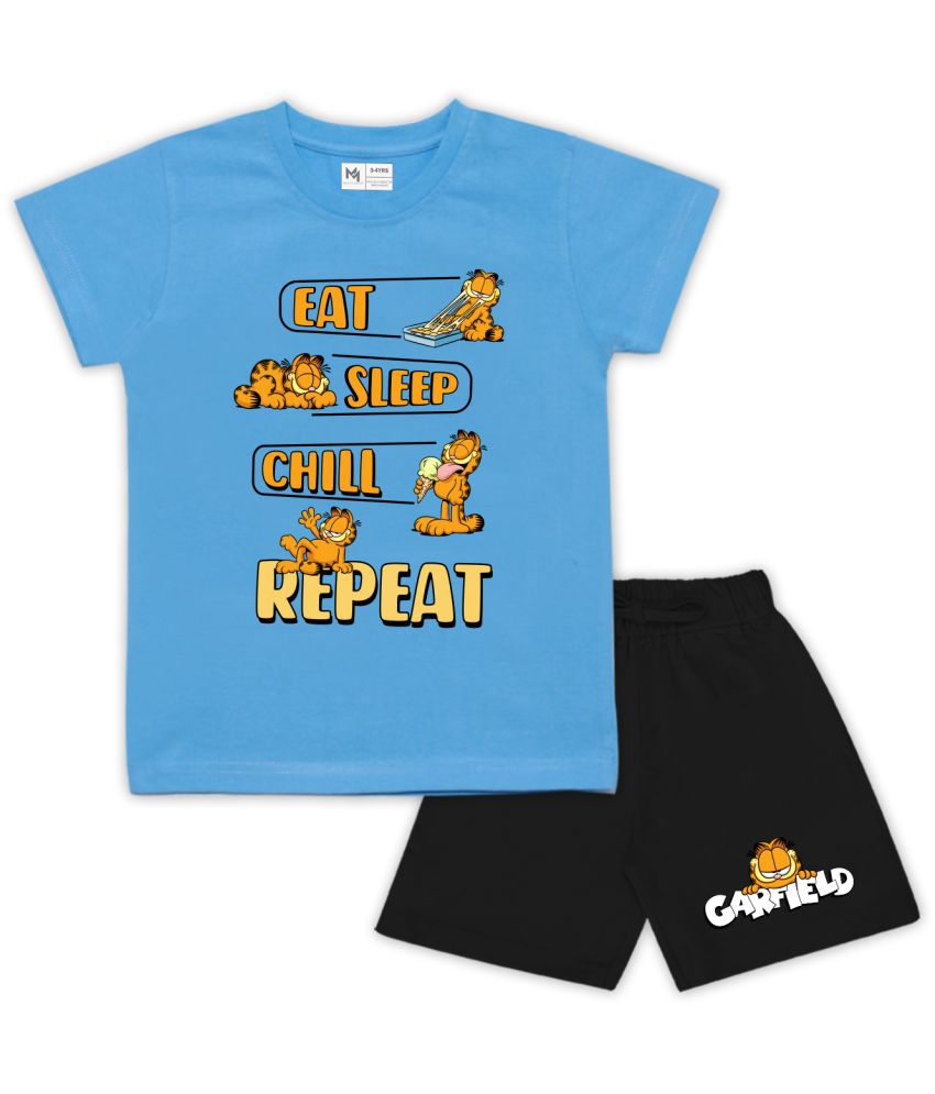     			MINUTE MIRTH - Blue Cotton Boys T-Shirt & Shorts ( Pack of 1 )