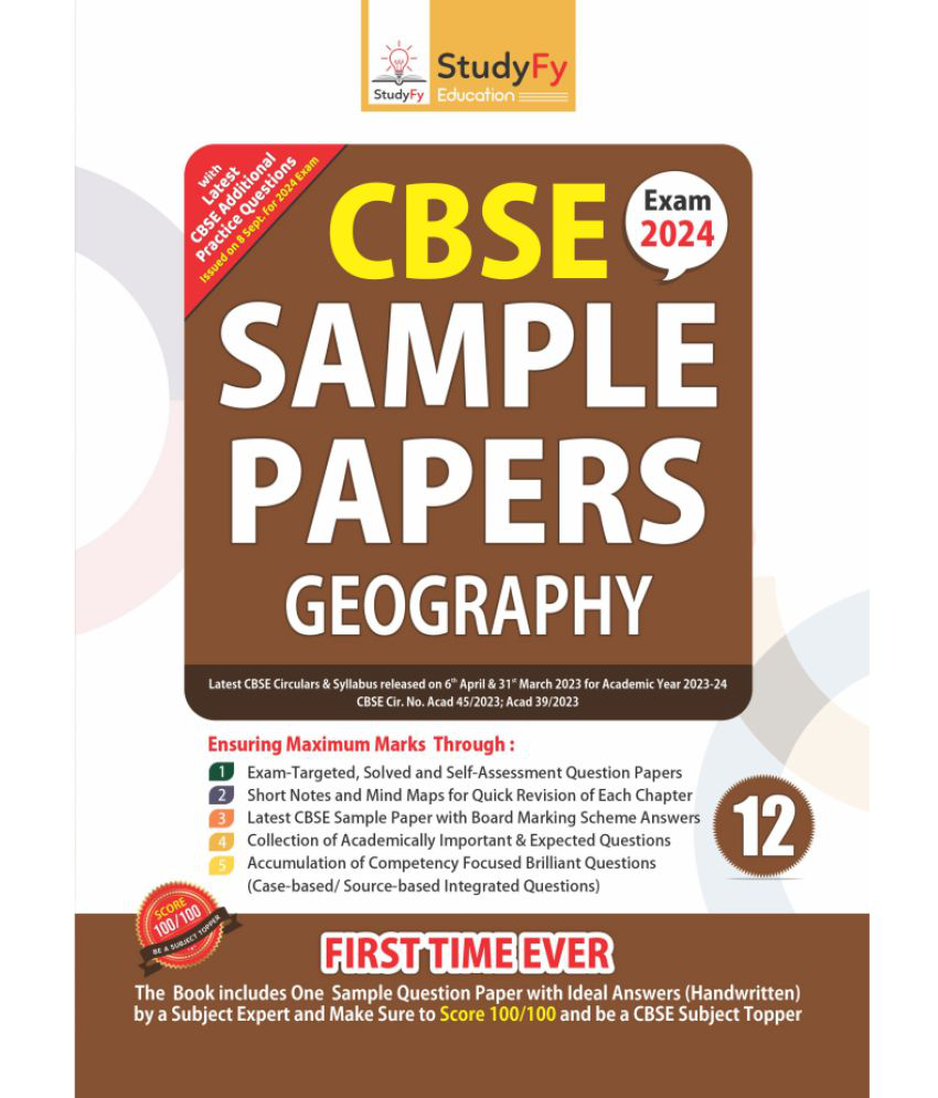     			StudyFy CBSE Sample Papers Class 12 Geography For 2024 Exam