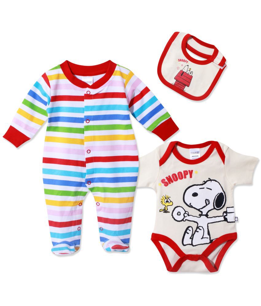     			TINYO - Multicolor Cotton Bodysuit For Unisex ( Pack of 3 )