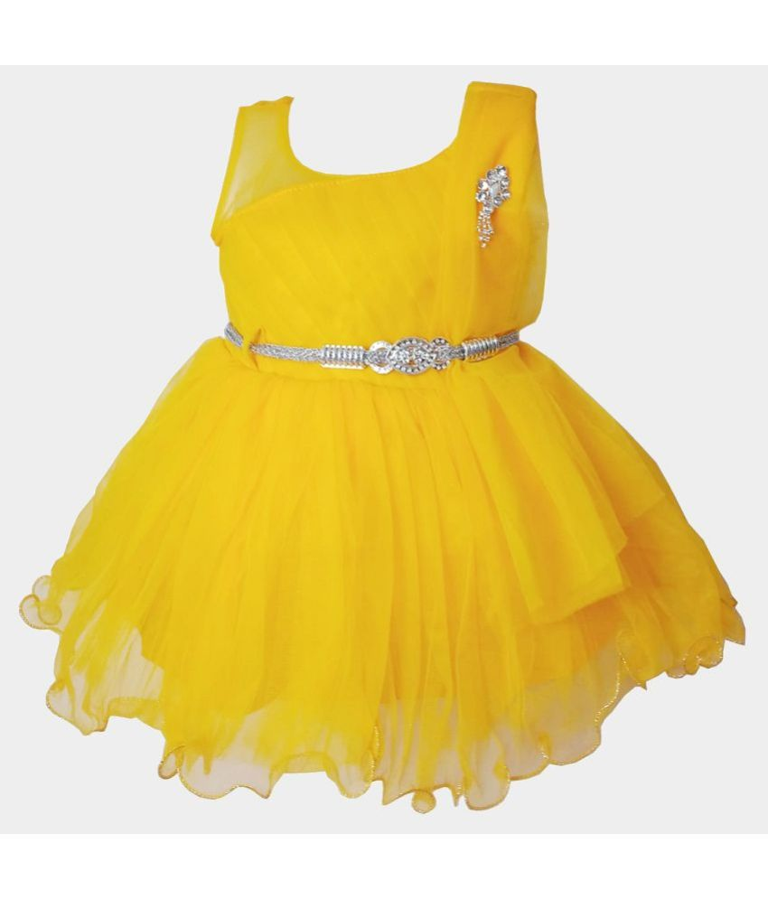     			harshvardhanmart.com - Yellow Net Baby Girl Frock ( Pack of 1 )