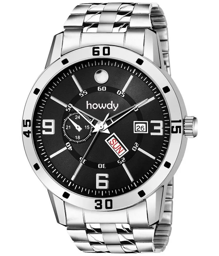 howdy men's analog watch with black dial
