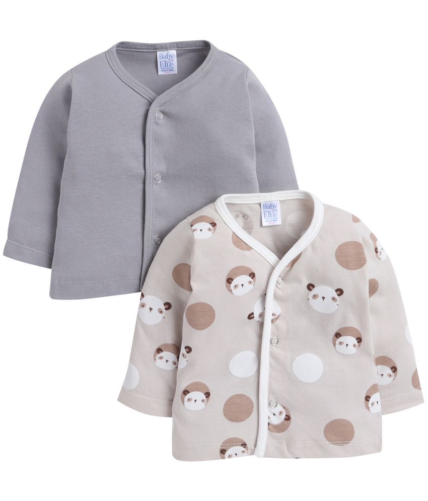     			Baby Eli Premium Cotton Front open Full sleeve jabla For Baby Boys & Girls - Soft, Breathable, And Comfortable - Durable And Stylish - Perfect For Everyday Wear Pack Of 2MBEA10D-C-SM