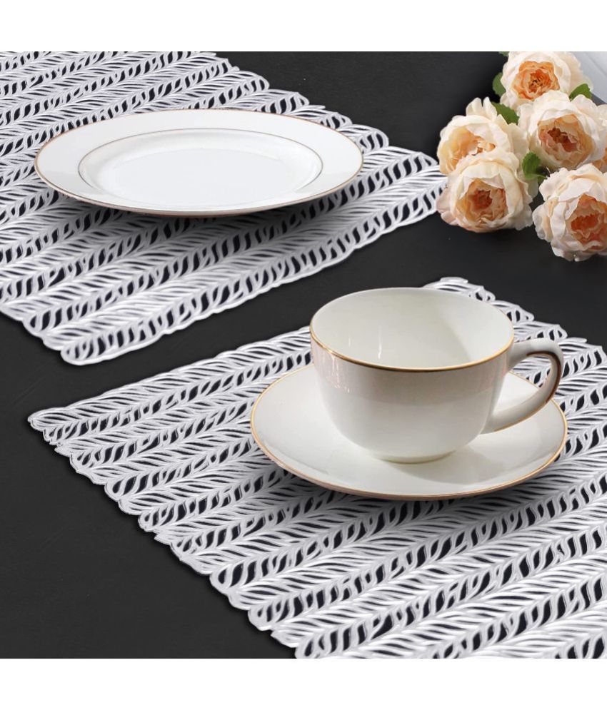    			HOMETALES PVC Abstract Rectangle Table Mats ( 45 cm x 30 cm ) Pack of 2 - Silver