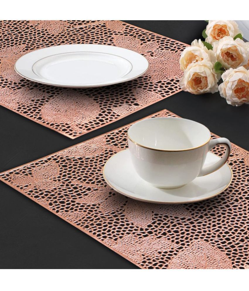     			HOMETALES PVC Abstract Rectangle Table Mats ( 45 cm x 30 cm ) Pack of 2 - Brown