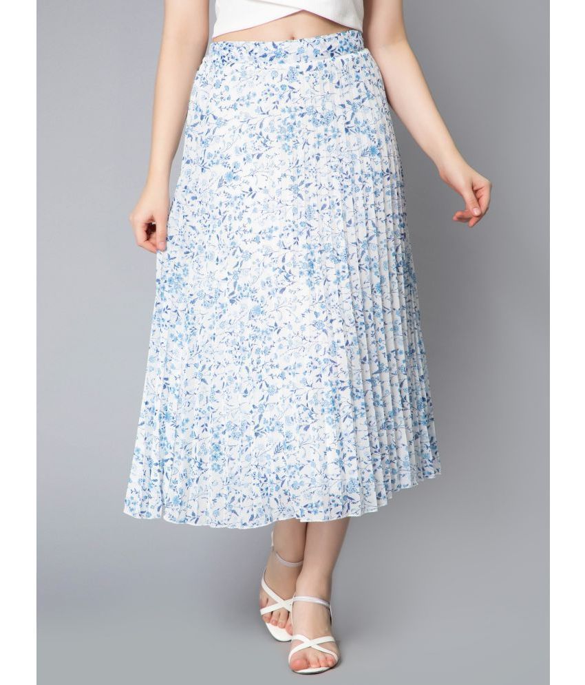     			NUEVOSDAMAS - Light Blue Georgette Women's Flared Skirt ( Pack of 1 )